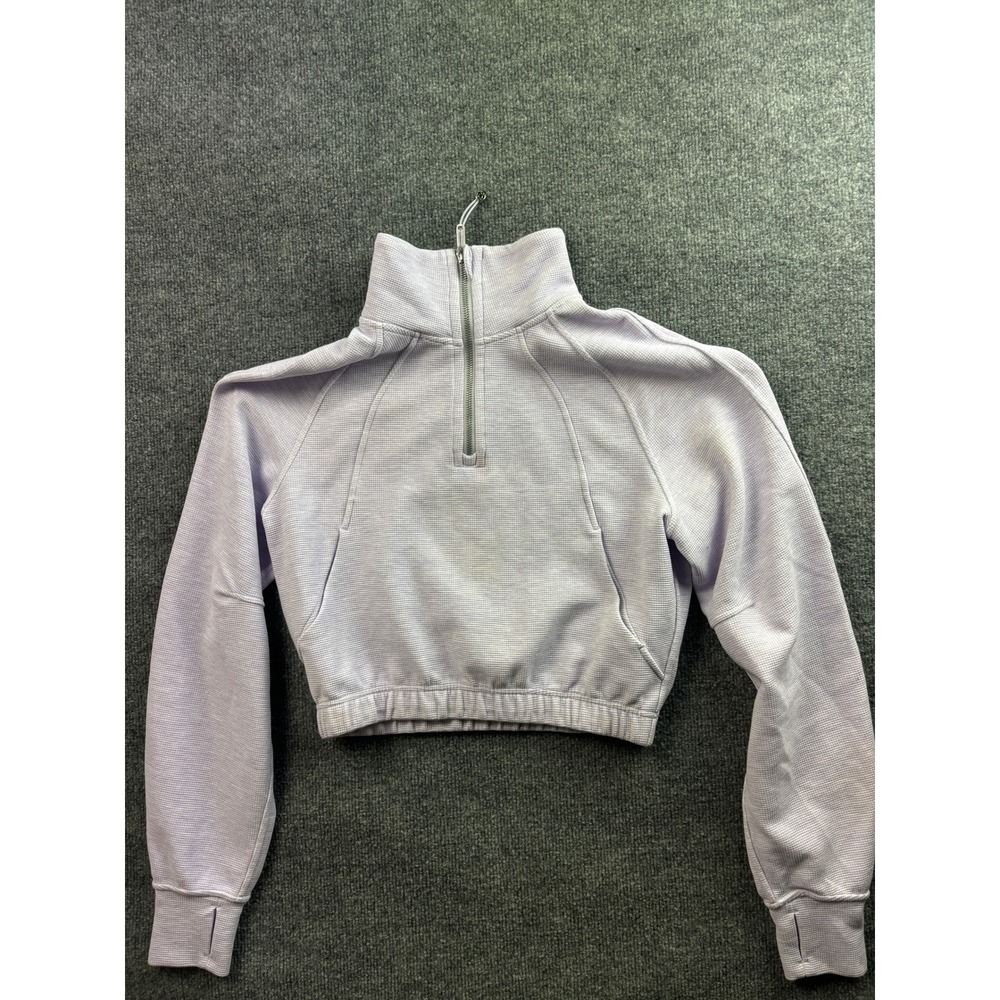 Lululemon Scuba Half Zip Pullover Women XS Purple Waffle Texture LW3JCTS
